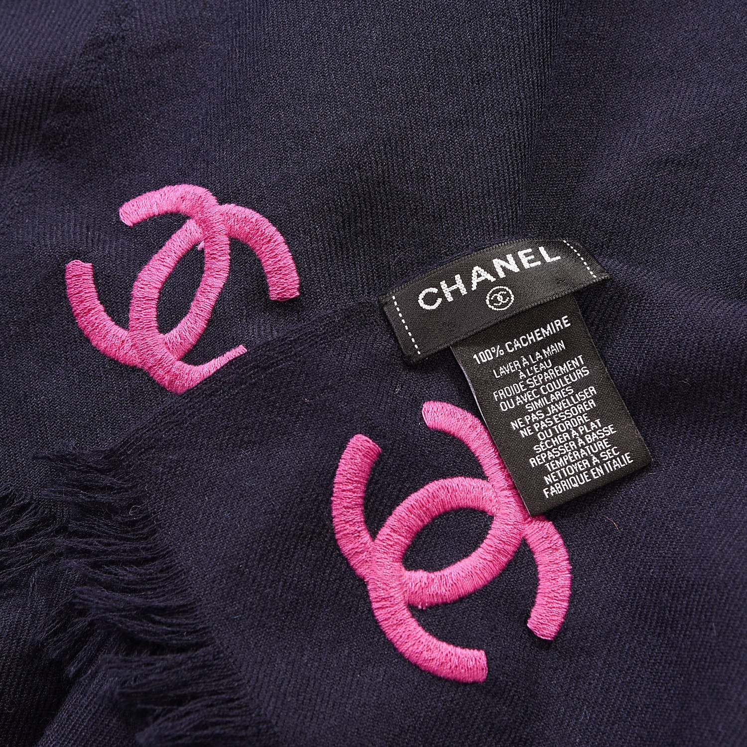 Chanel Cashmere CC Stole Navy 5 of 5