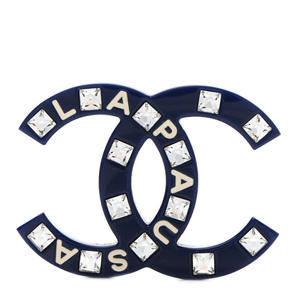 Chanel Resin Crystal La Pausa CC Brooch Blue 1 of 5