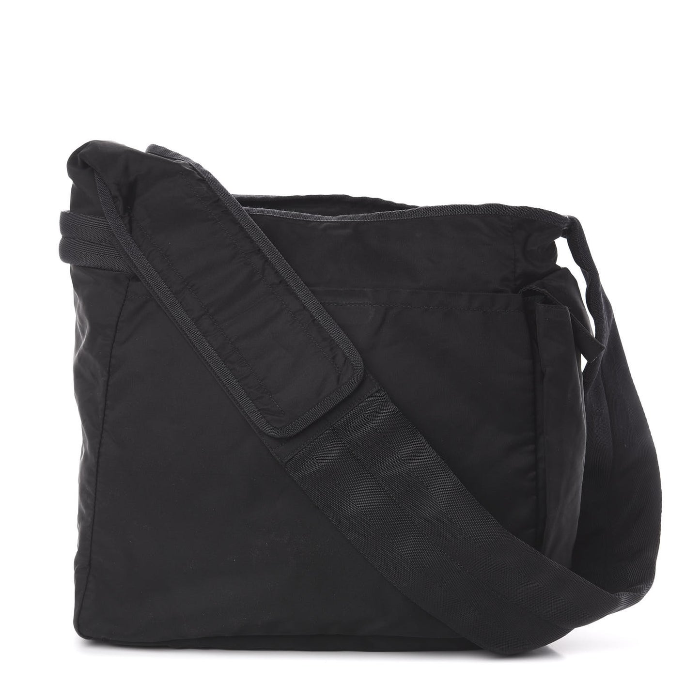 Nylon Flat Messenger Bag Black