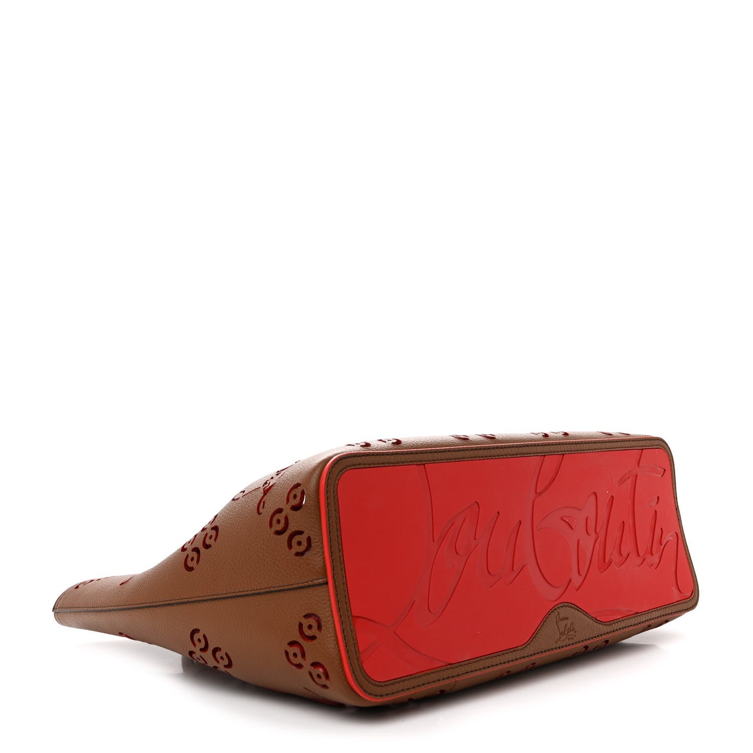 Christian Louboutin Calfskin Loubinthesky Large Perforated Cabarock Spikes Tote Biscotto 4 of 9