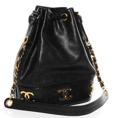 Chanel Caviar CC Drawstring Shoulder Bag Black 3 of 7