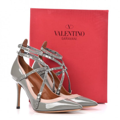 Valentino Garavani Patent Love Latch 100mm Pumps 36.5 Pebble Poudre 9 of 9