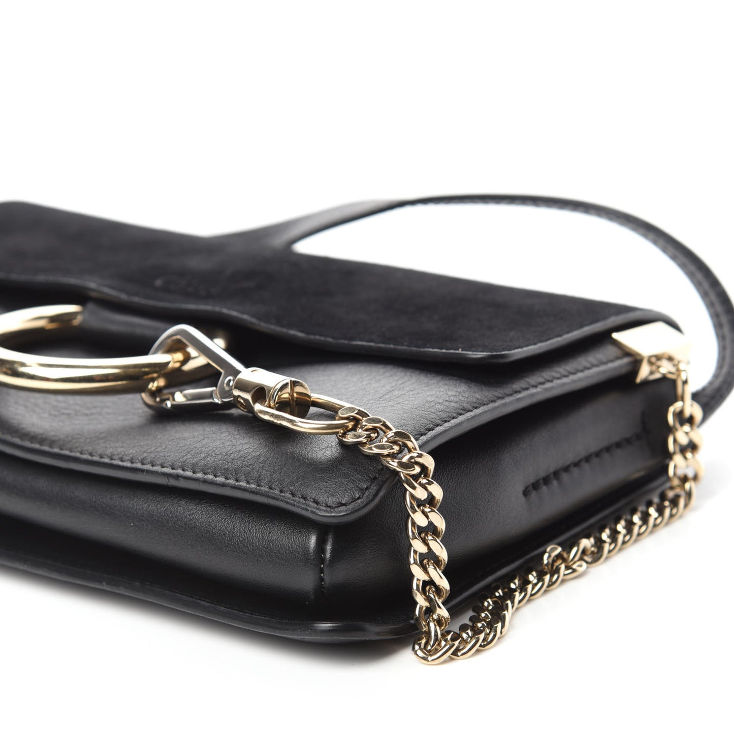 Suede Calfskin Small Faye Shoulder Bag Black
