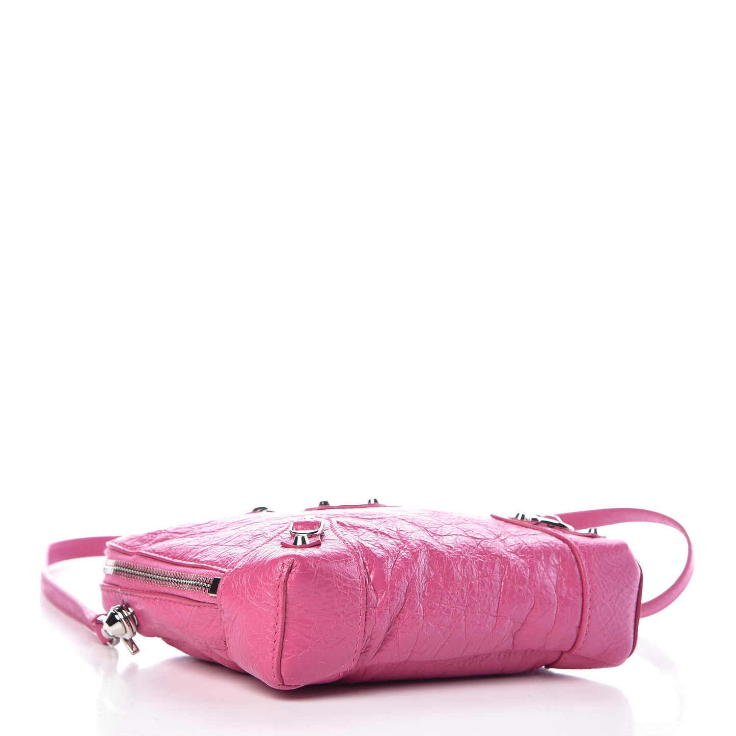 Agneau Arena Classic Silver Hardware XS Reporter Crossbody Rose Flamingo