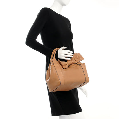 Valentino Garavani Nappa Double Pocket Bow Tote Camel 2 of 7