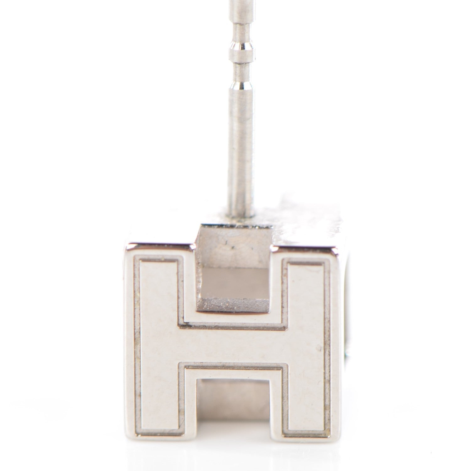 Hermes Palladium Lacquered Cage d'H Earrings Bleu 5 of 6