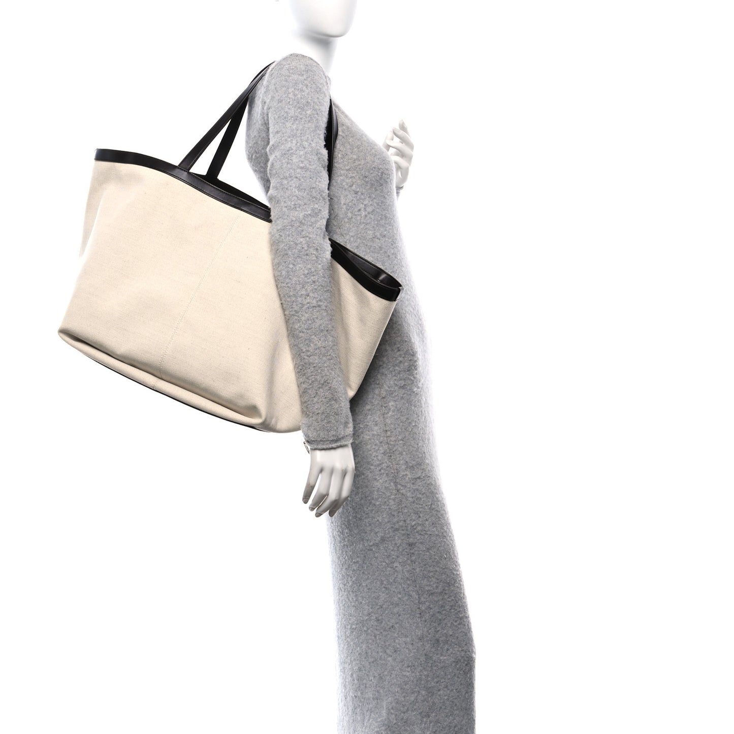 Canvas Nappa Intrecciato Large Flip Flap Tote Natural Fondant