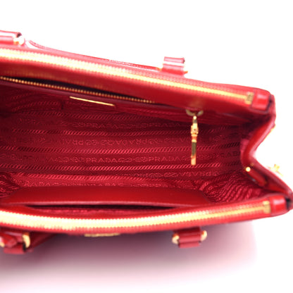 Prada Saffiano Vernice Small Galleria Double Zip Rosso 5 of 10
