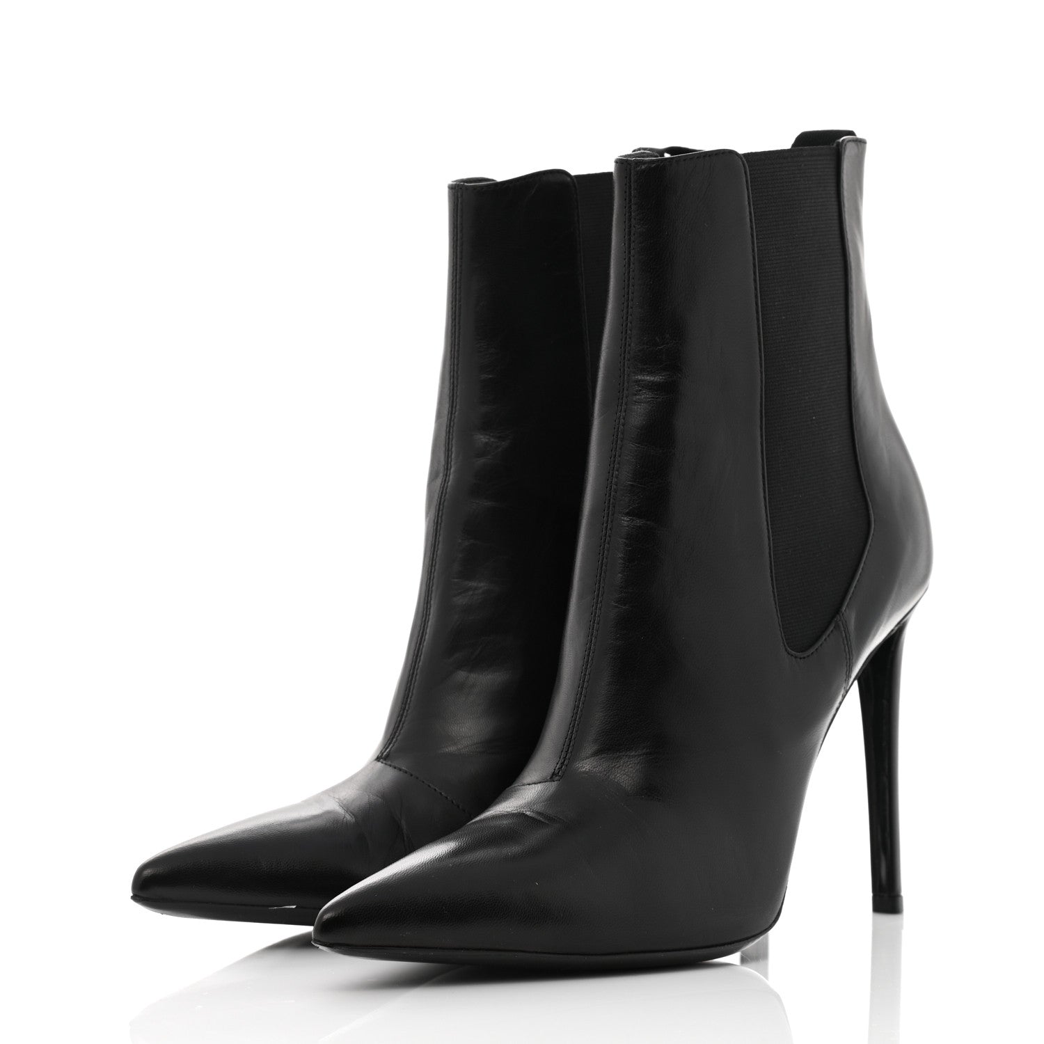 Balenciaga Shiny Sheepskin Pointed Toe Booties 40 Black 3 of 10