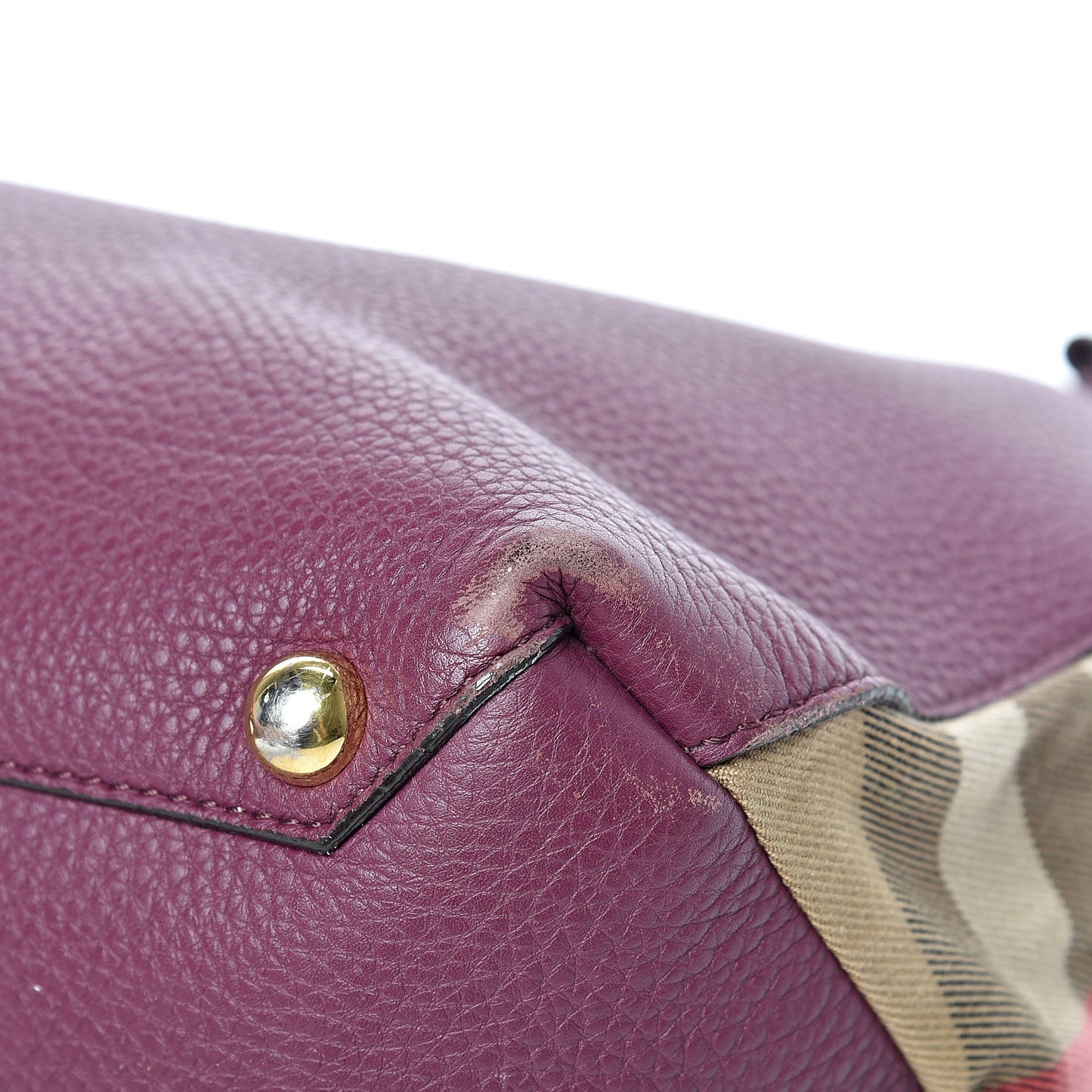 Derby Calfskin House Check Medium Banner Tote Dark Plum