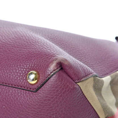 Burberry Derby Calfskin House Check Medium Banner Tote Dark Plum 10 of 27