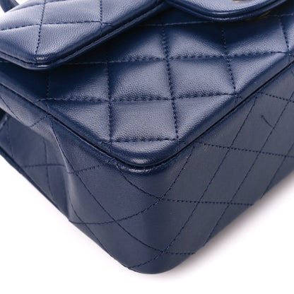 Chanel Lambskin Quilted Mini Top Handle Rectangular Flap Navy Blue 10 of 12