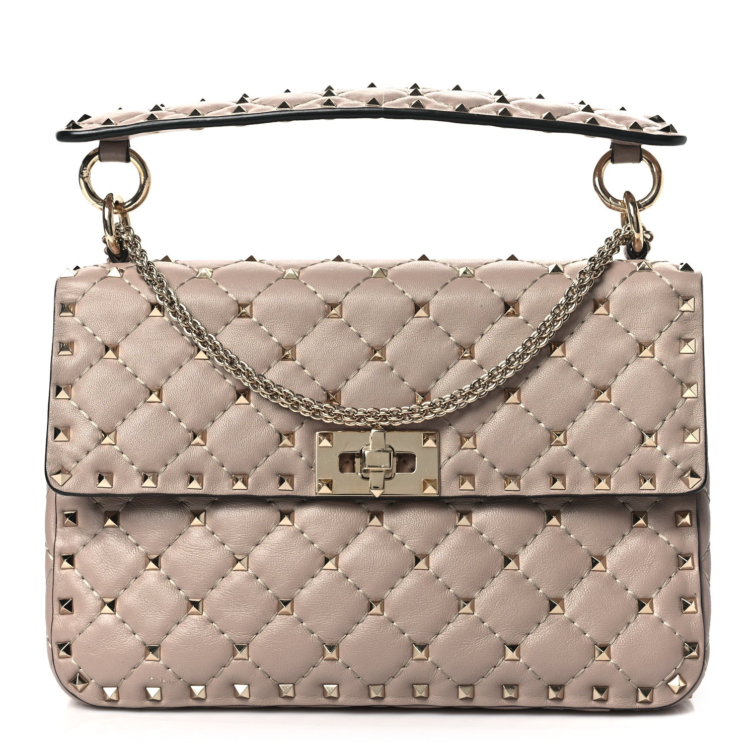 Valentino Garavani Lambskin Medium Rockstud Spike Shoulder Bag Poudre 1 of 9