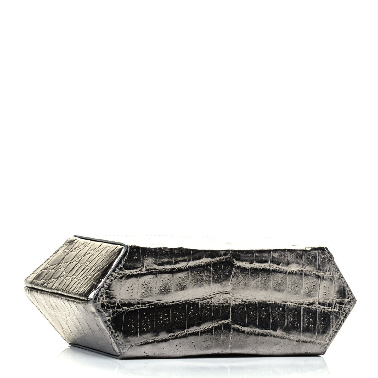 Metallic Crocodile Box Clutch Silver
