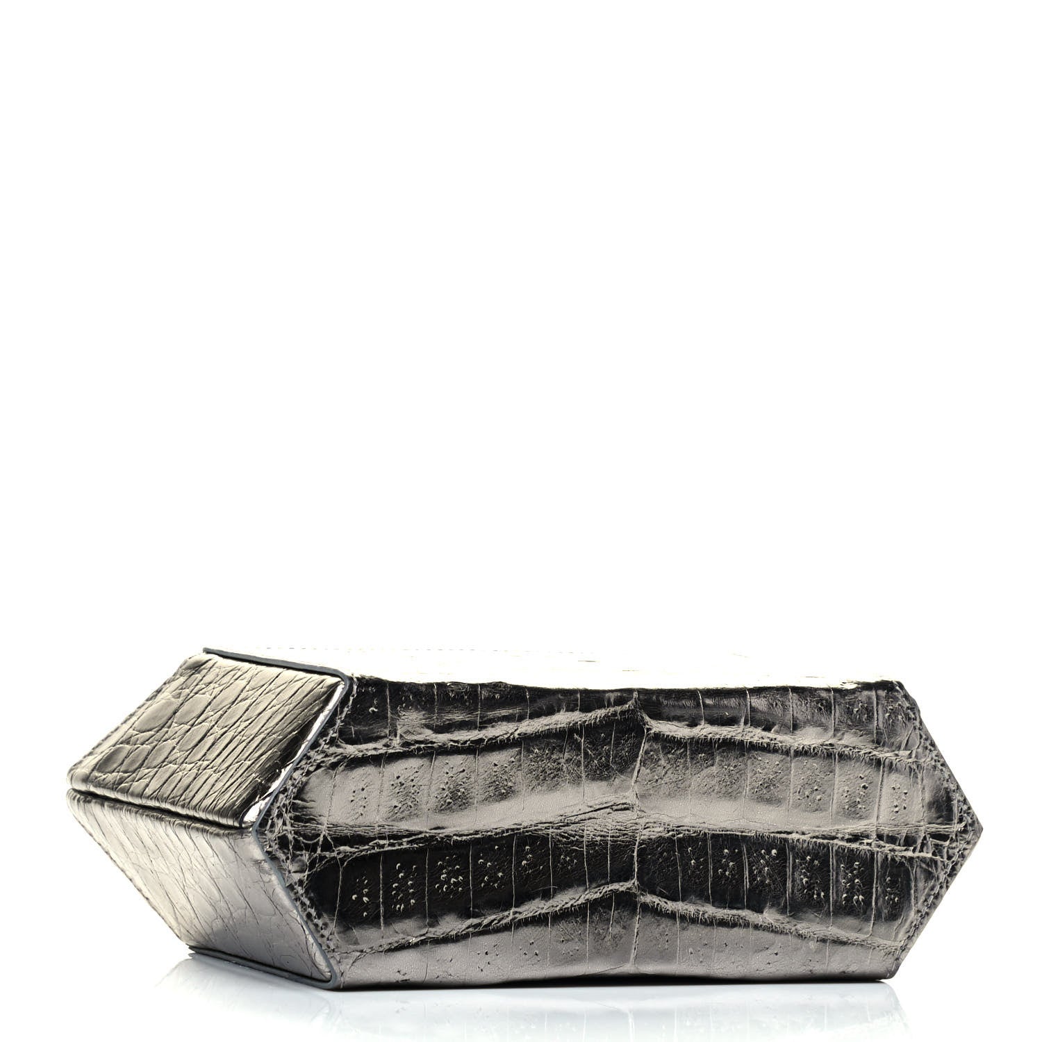 Nancy Gonzalez Metallic Crocodile Box Clutch Silver 3 of 6