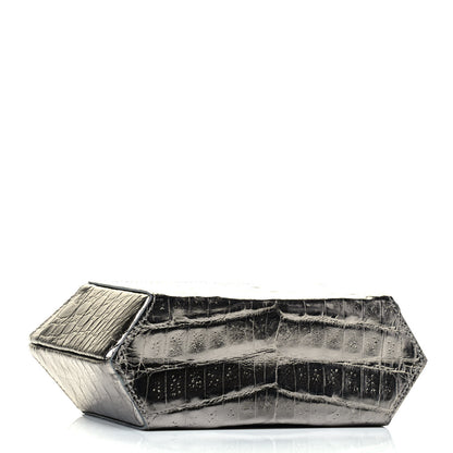 Nancy Gonzalez Metallic Crocodile Box Clutch Silver 3 of 6