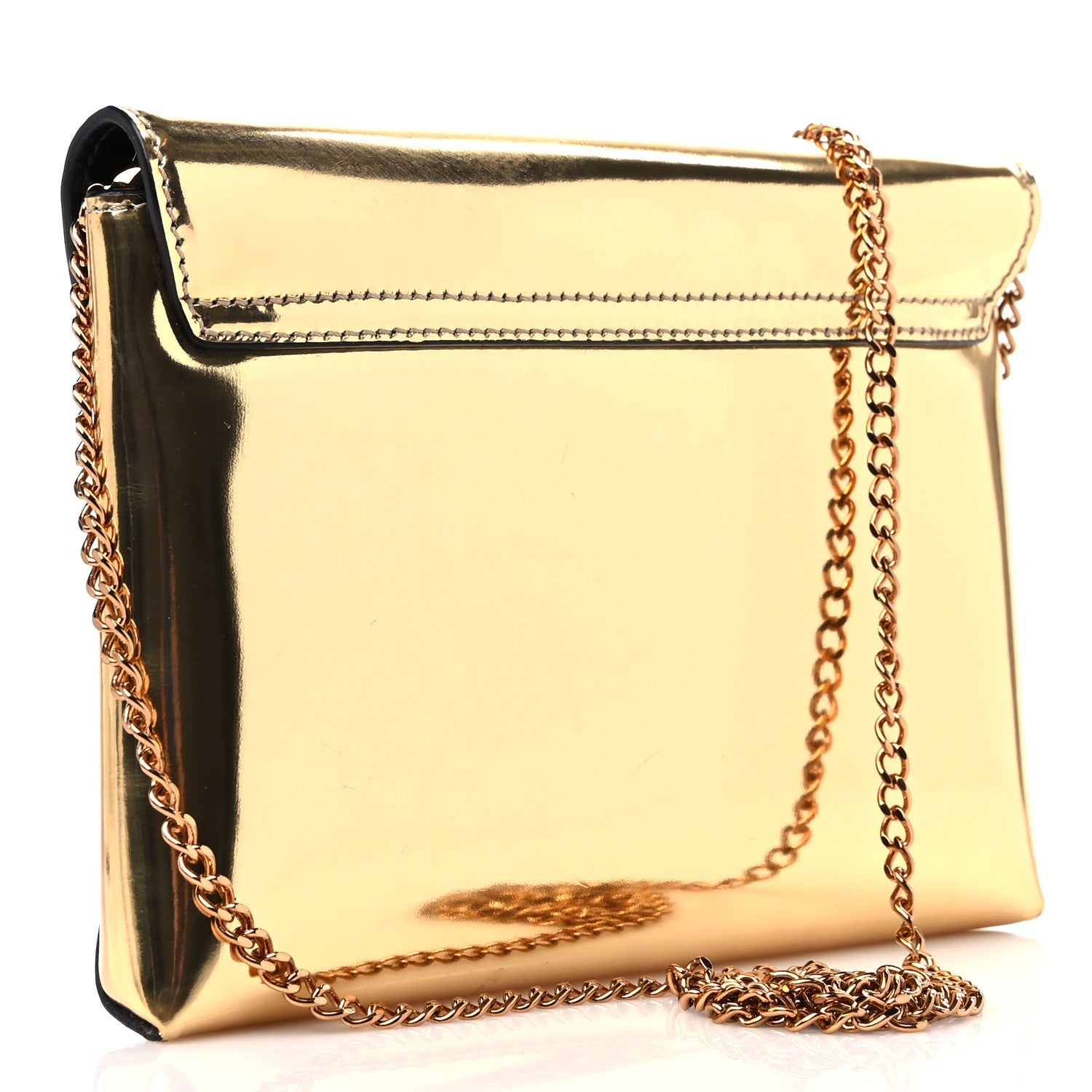 Versace Patent Metallic La Medusa Pouch On Chain Gold 3 of 12