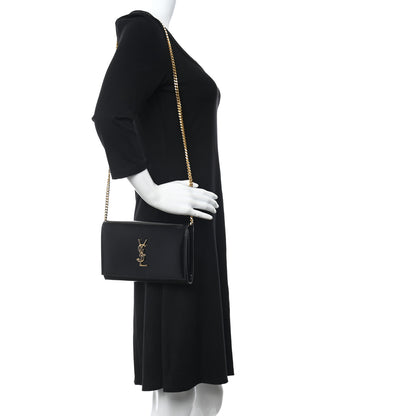 Saint Laurent Patent Calfskin Monogram Kate Wallet On Chain Black 2 of 10