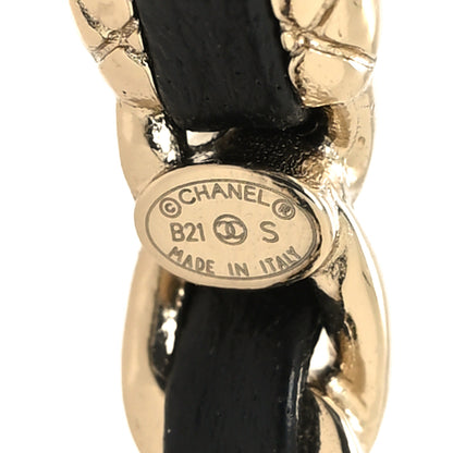 Chanel Metal Lambskin Quilted CC Turnlock Chain Hoop Earrings Gold Black 4 of 5
