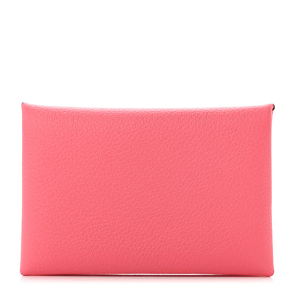 Hermes Evercolor Calvi Card Case Rose Azalee 1 of 7