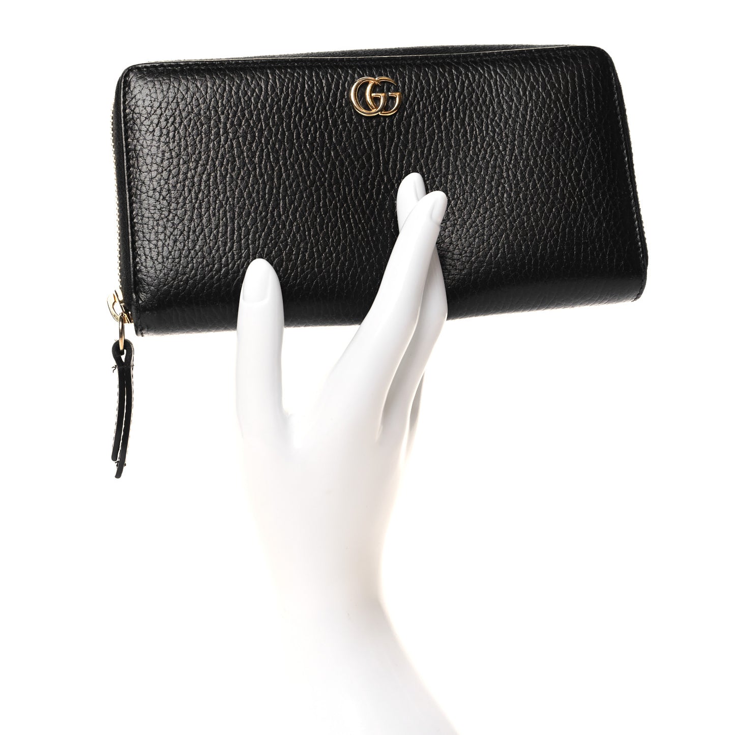 Dollar Calfskin GG Marmont Zip Around Wallet Black