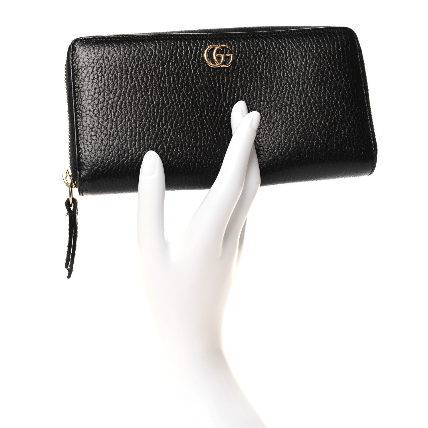 Gucci Dollar Calfskin GG Marmont Zip Around Wallet Black 2 of 11