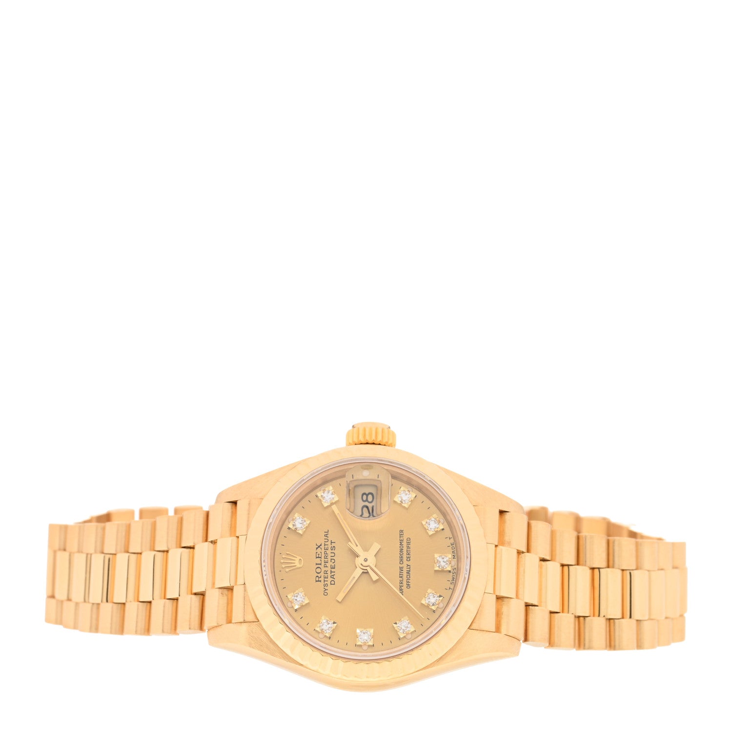 Rolex 18K Yellow Gold Diamond 26mm Datejust President Watch Champagne 69178 2 of 4