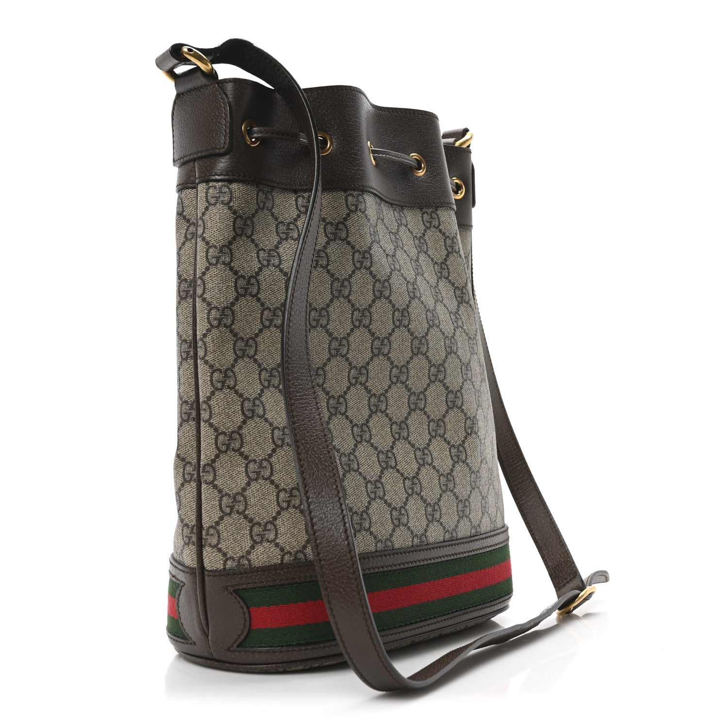 Gucci GG Supreme Monogram Web Ophidia Bucket Bag Brown 3 of 10