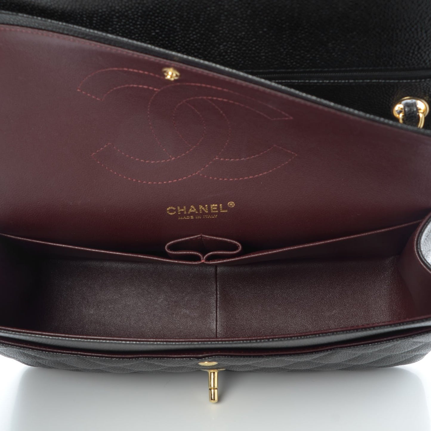 Caviar Quilted Jumbo Double Flap Black