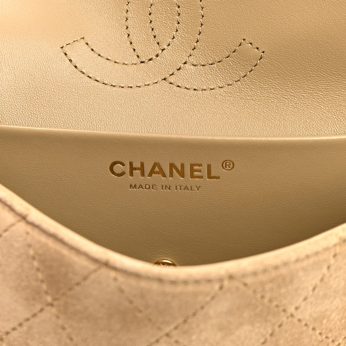 Suede Calfskin Mini Souplissimo Flap Dark Beige