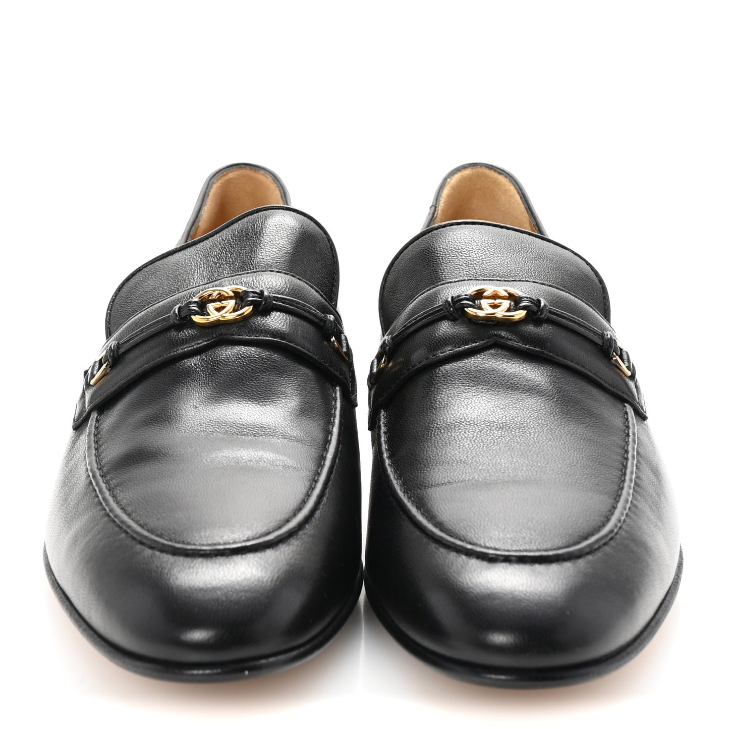 Calfskin Womens Interlocking G Horsebit Loafers 40 Black