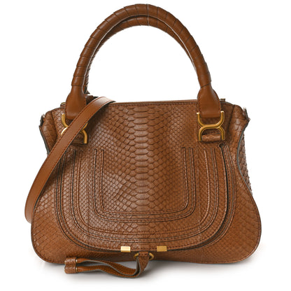 Chloe Snakeskin Calfskin Medium Marcie Satchel Brown 1 of 9