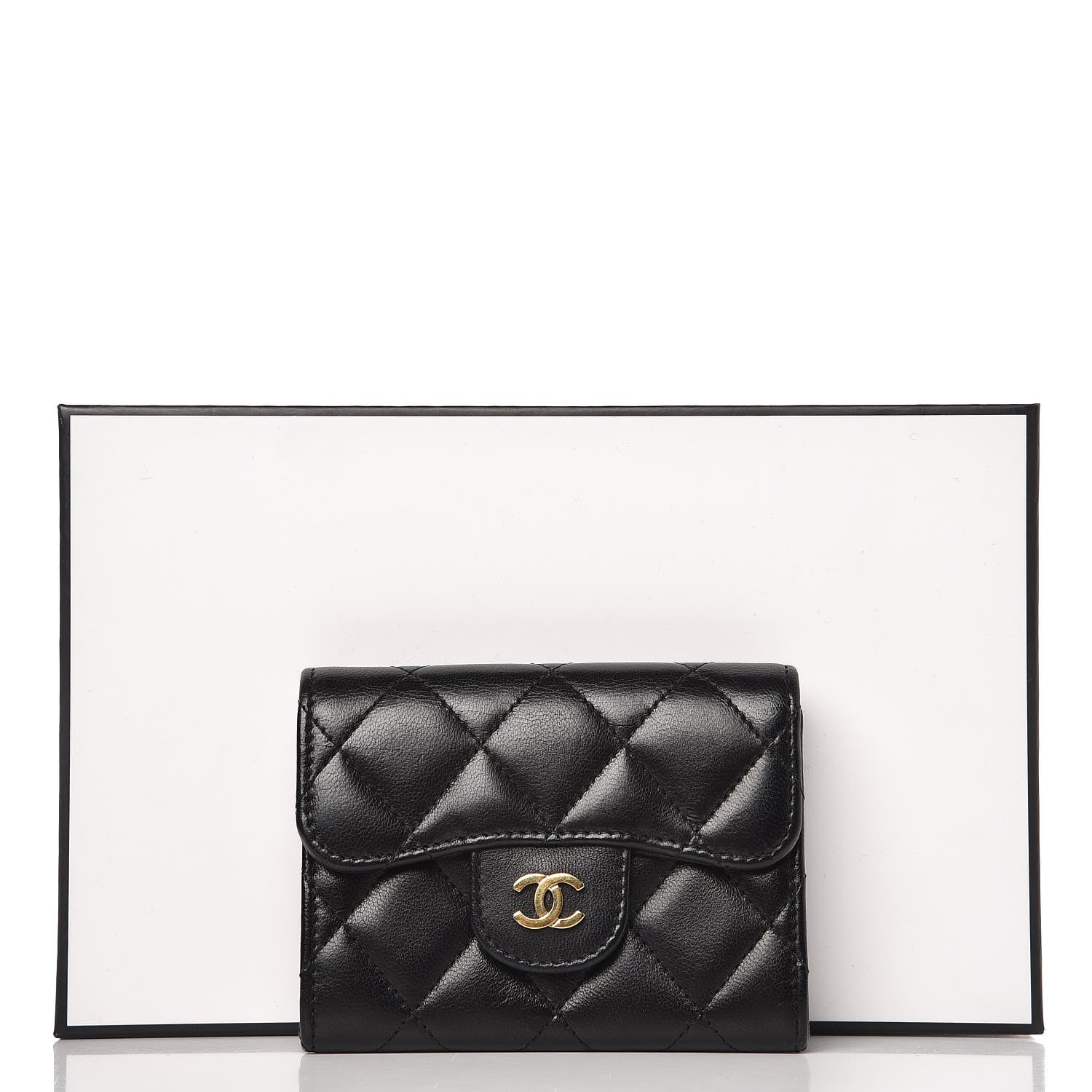 Chanel Lambskin Quilted Flap Card Holder Wallet Black 9 of 9