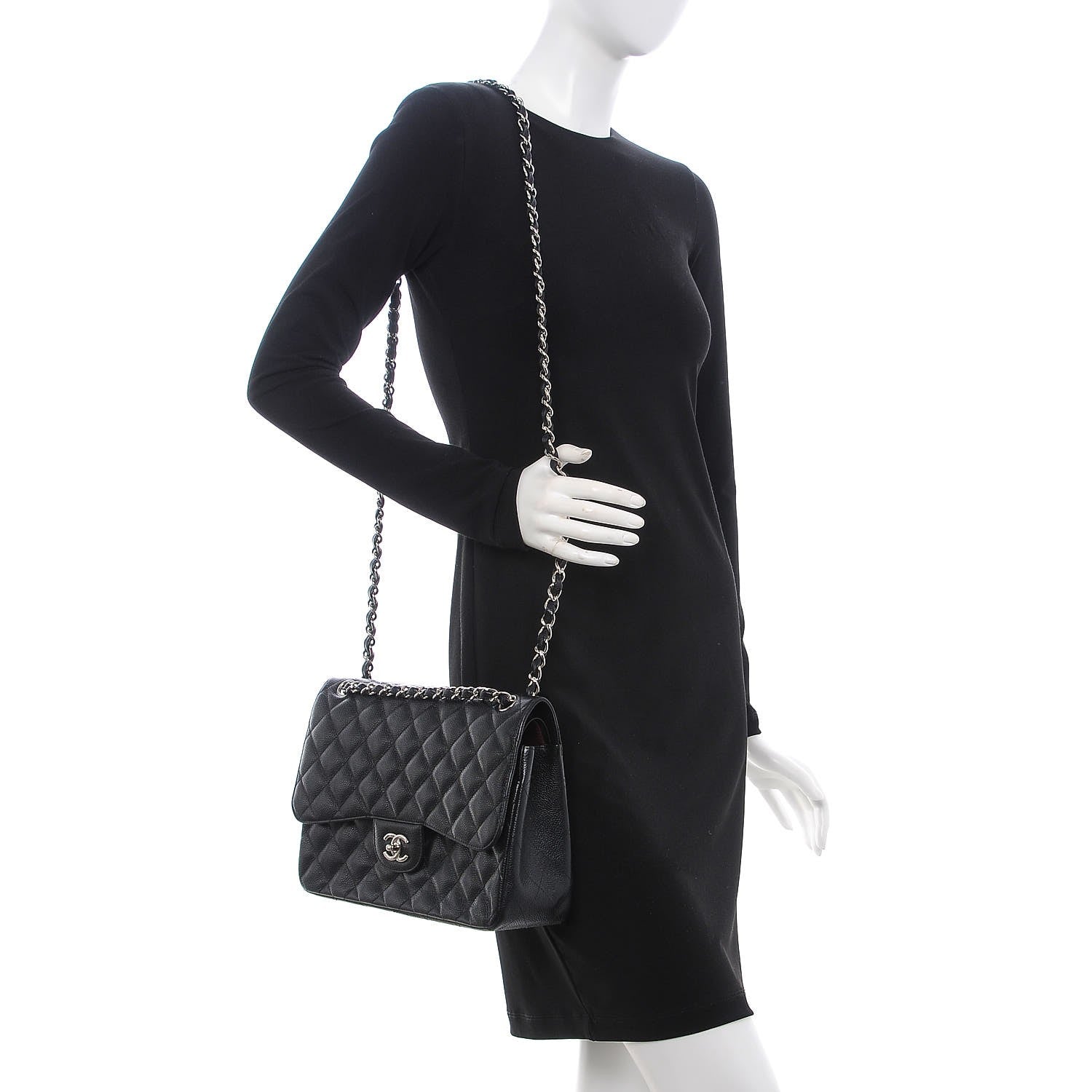 Chanel Caviar Quilted Jumbo Double Flap Black 2 of 12