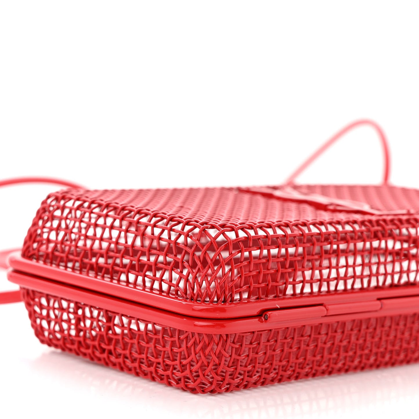 Brass Lambskin Monogram Cassandre Cage Bag Rouge Flamme