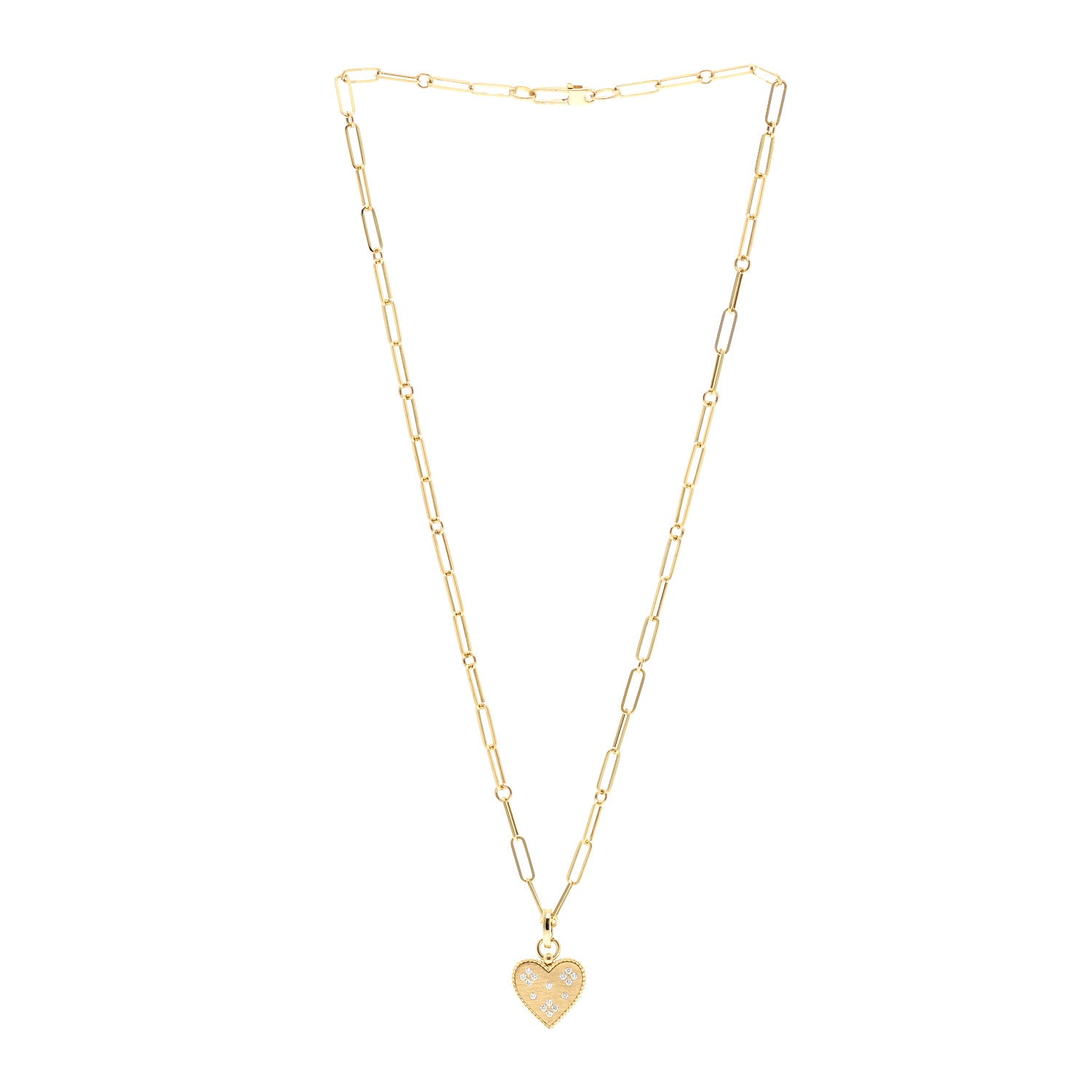 Roberto Coin 18K Yellow Gold Diamond Venetian Princess Heart Medallion Charm Necklace 3 of 5