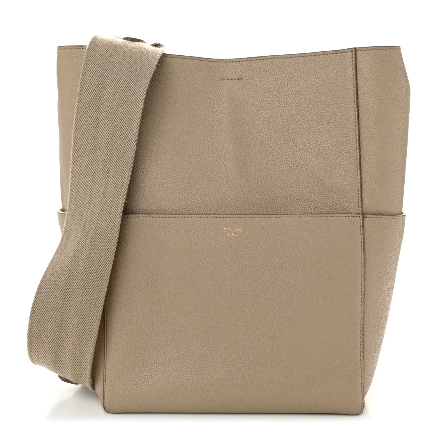 Celine Soft Grained Calfskin Sangle Bucket Bag Taupe 1 of 13