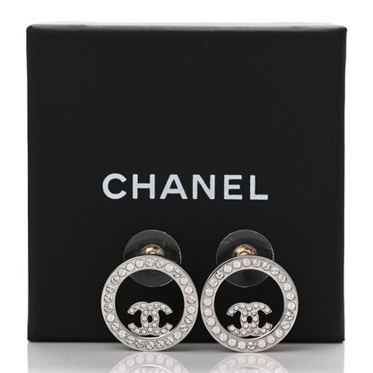 Chanel Crystal CC Round Earrings Silver 5 of 5