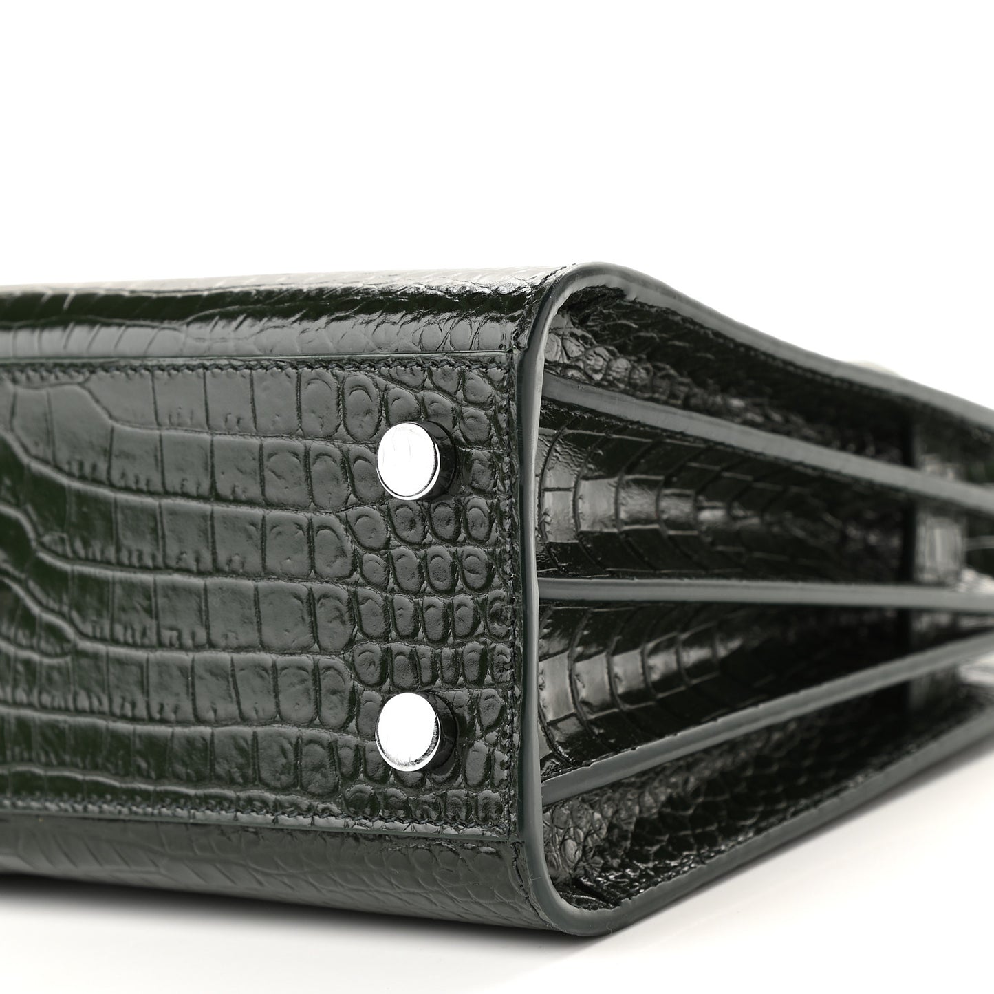 Calfskin Crocodile Embossed Nano Sac De Jour Dark Green