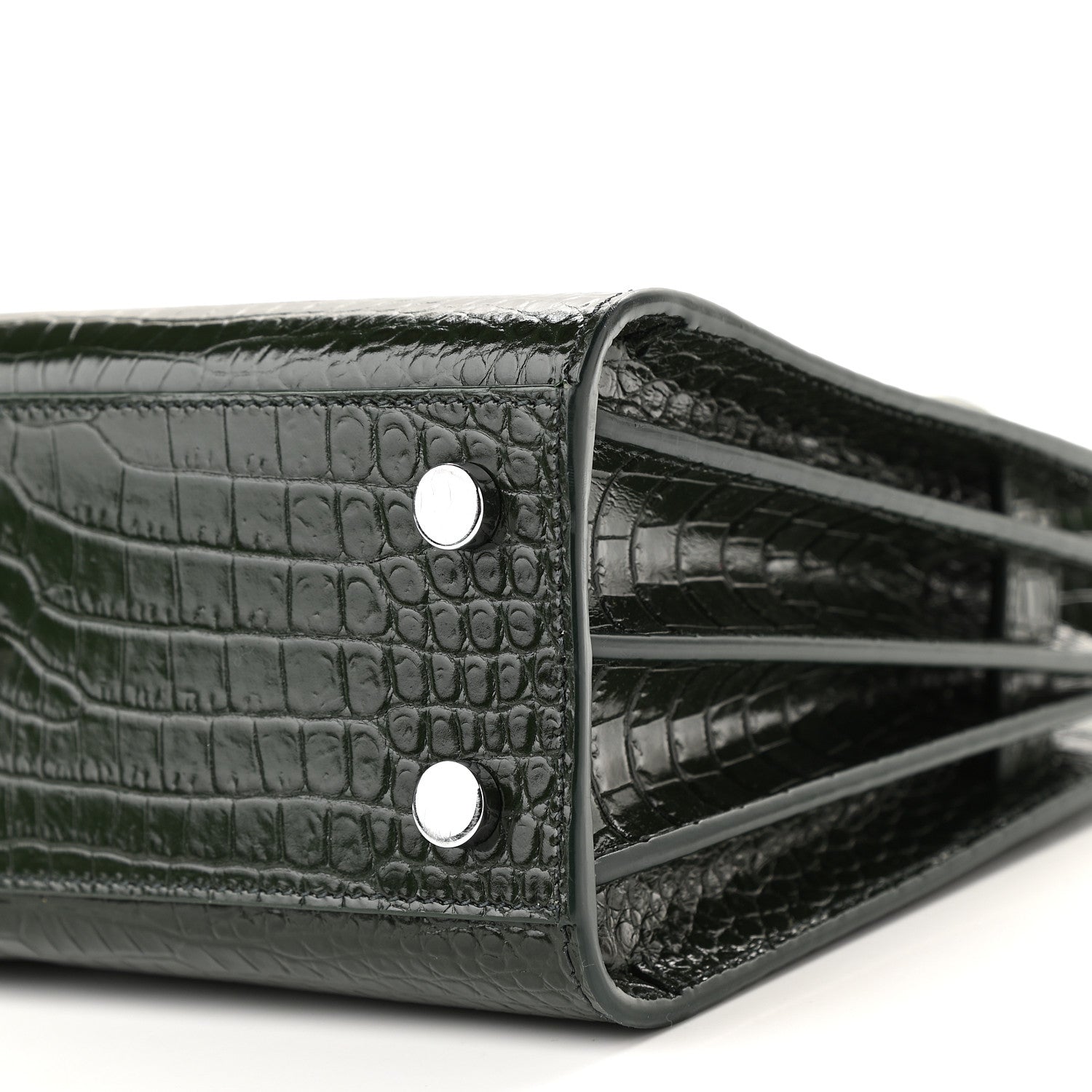 Saint Laurent Calfskin Crocodile Embossed Nano Sac De Jour Dark Green 10 of 10