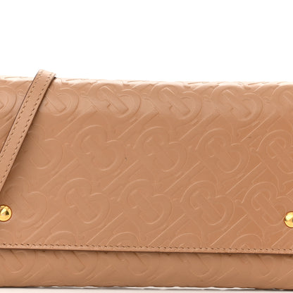 Burberry Calfskin Embossed Monogram Crossbody Light Camel 8 of 11
