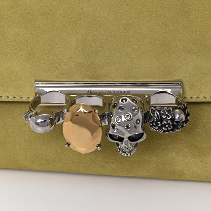 Alexander McQueen Suede Skull Four Ring Clutch Lime 10 of 15