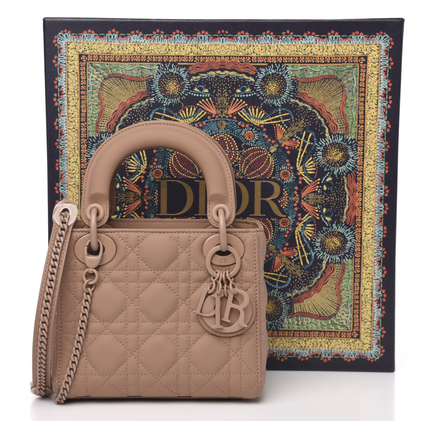 Ultra Matte Calfskin Cannage Mini Lady Dior Light Beige
