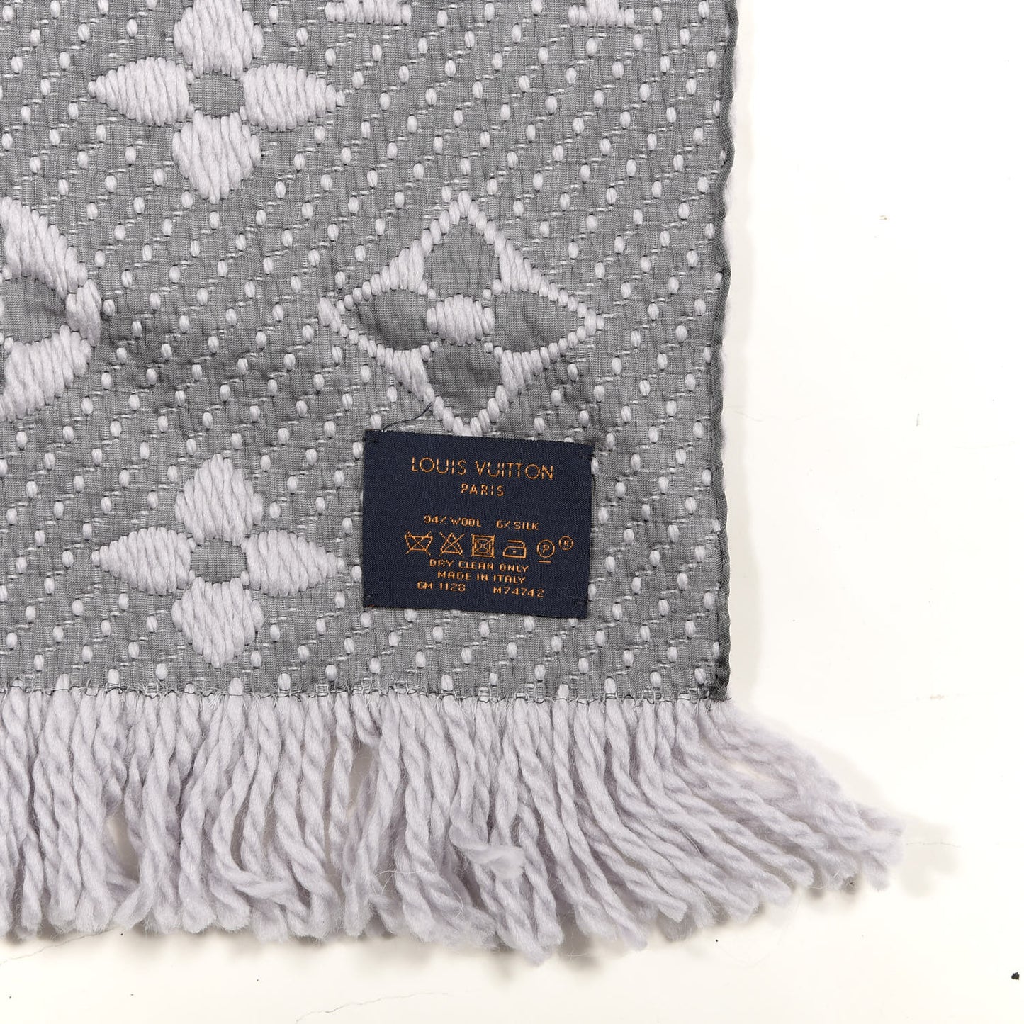 Wool Silk Logomania Scarf Pearl Grey