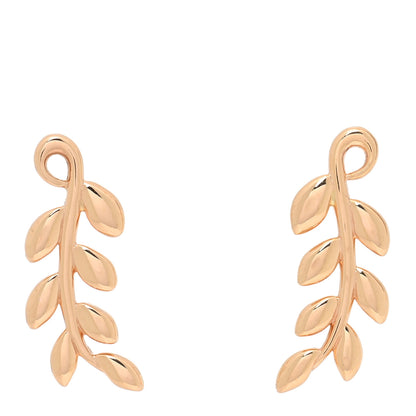 Tiffany 18K Rose Gold Paloma Picasso Olive Leaf Climber Earrings 1 of 4