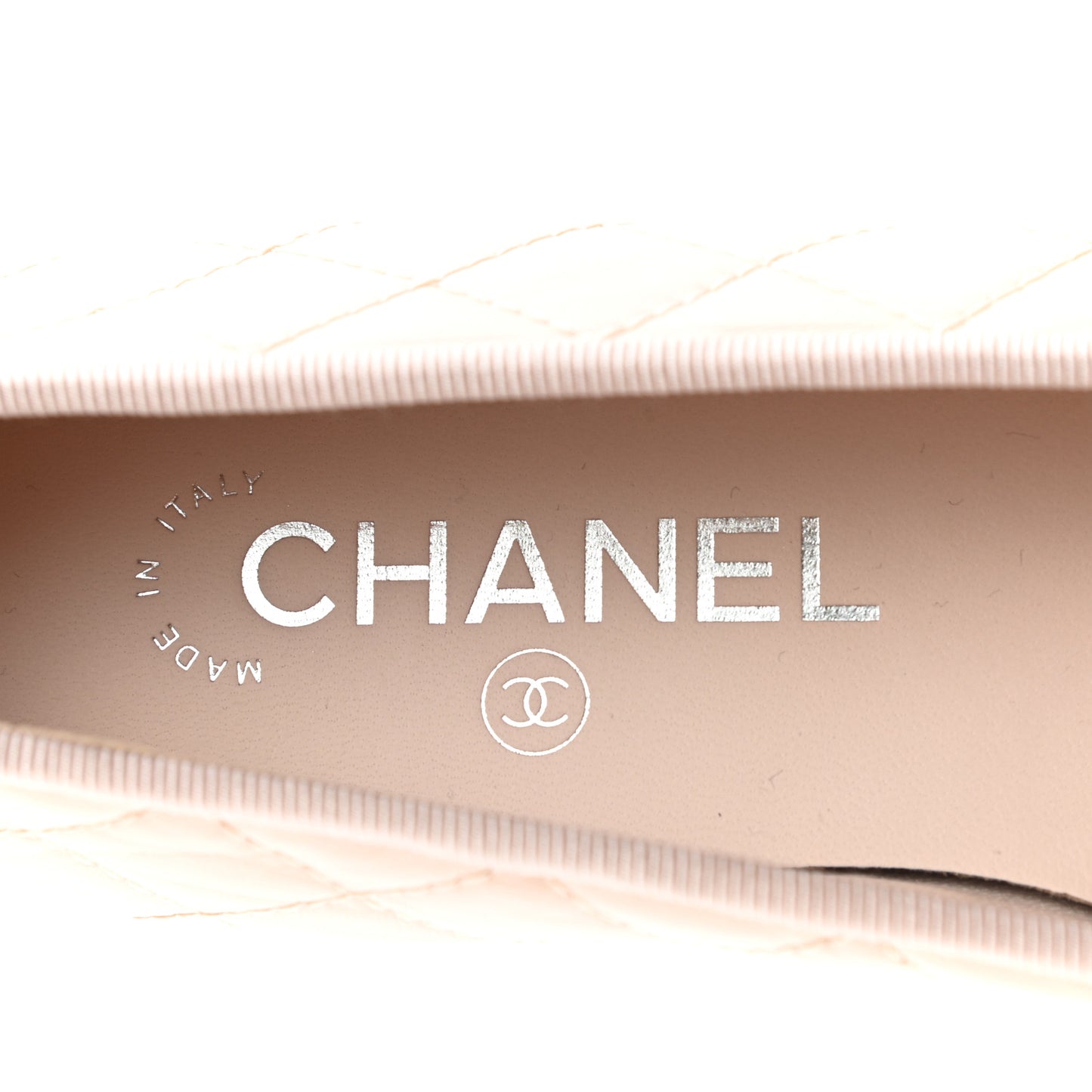Lambskin Quilted CC Cap Toe Ballerina Flats 37 Beige