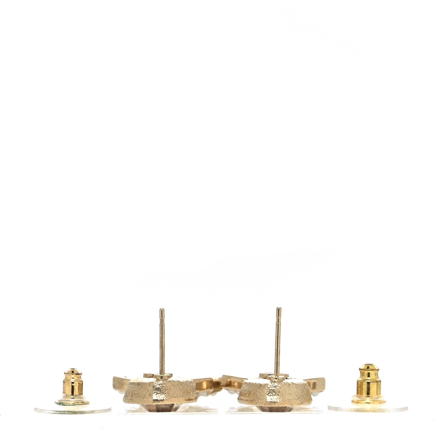 Chanel Crystal Pearl CC Drop Earrings Pink Gold 3 of 4