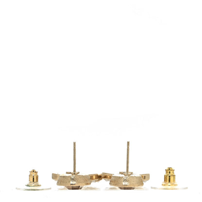 Chanel Crystal Pearl CC Drop Earrings Pink Gold 3 of 4