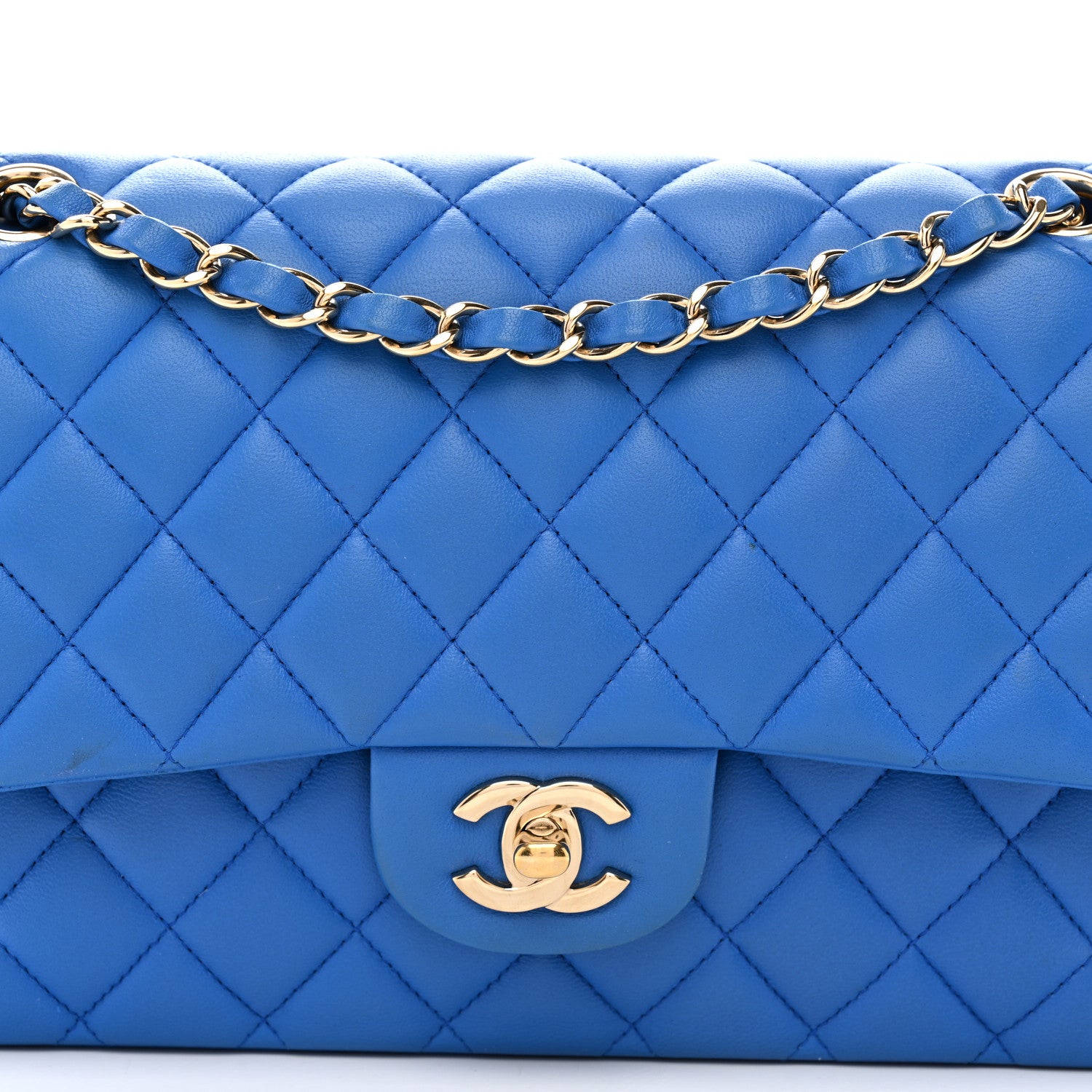 Chanel Lambskin Quilted Medium Double Flap Blue 8 of 13