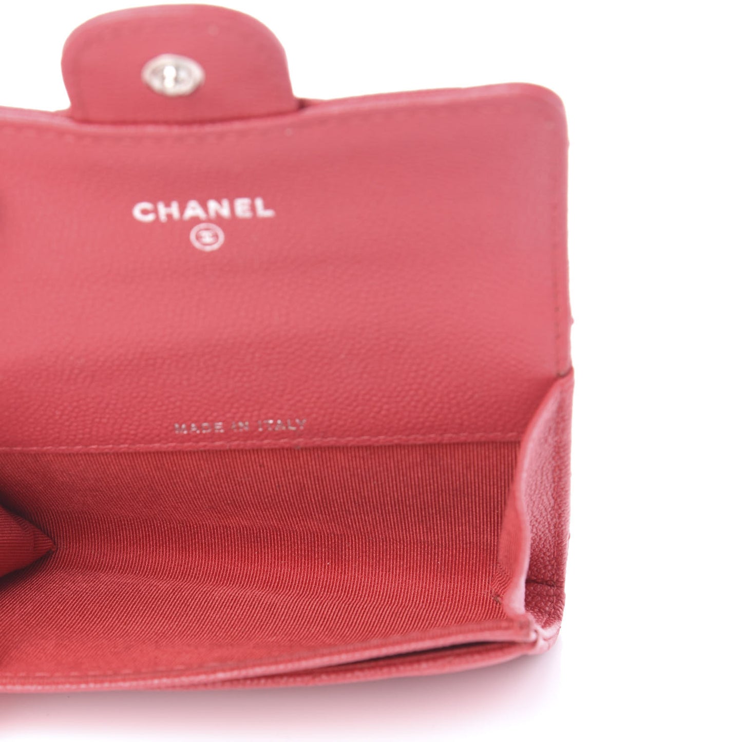 Caviar Chevron Quilted Flap Card Holder Red